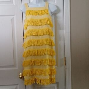 Madderson London RARE yellow fringe flapper dress Sz 6 UK Sz 2 US  NWOT